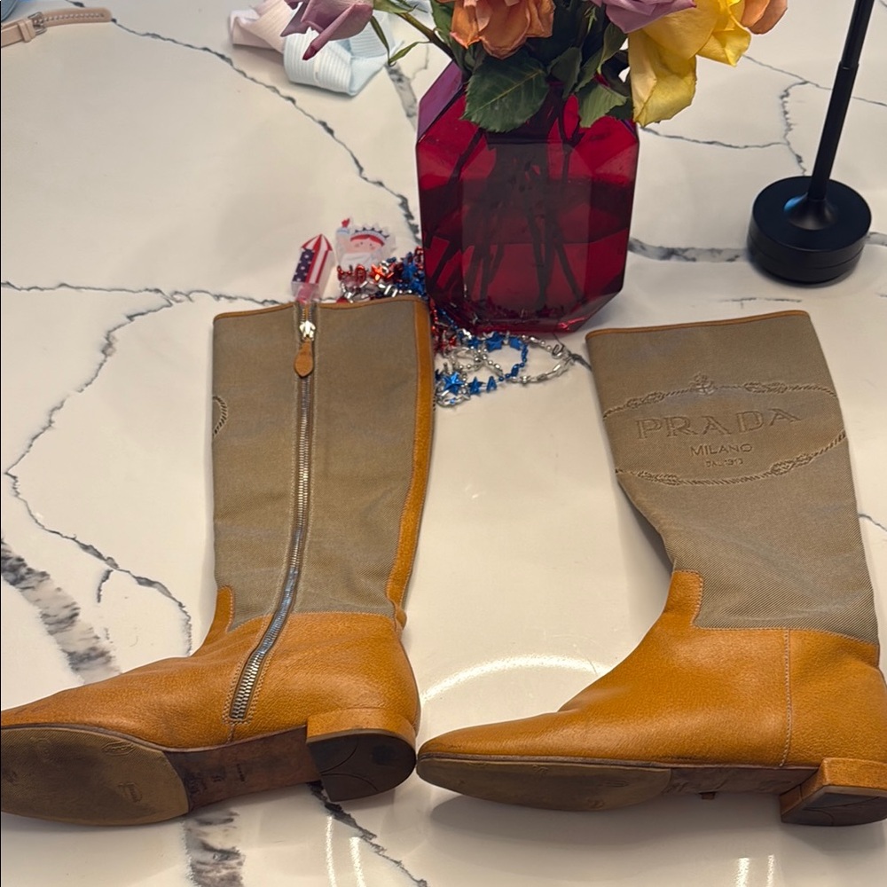 Prada jokey leather  Boots